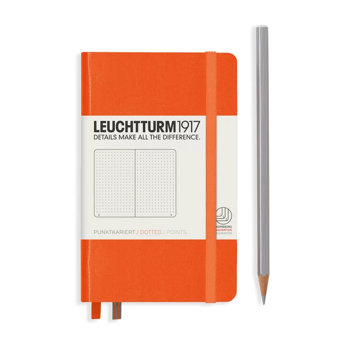 NOTATNIK LEUCHTTURM1917 POCKET (A6), TWARDA OPRAWA, POMARAŃCZOWY - Liniatura: w kropki