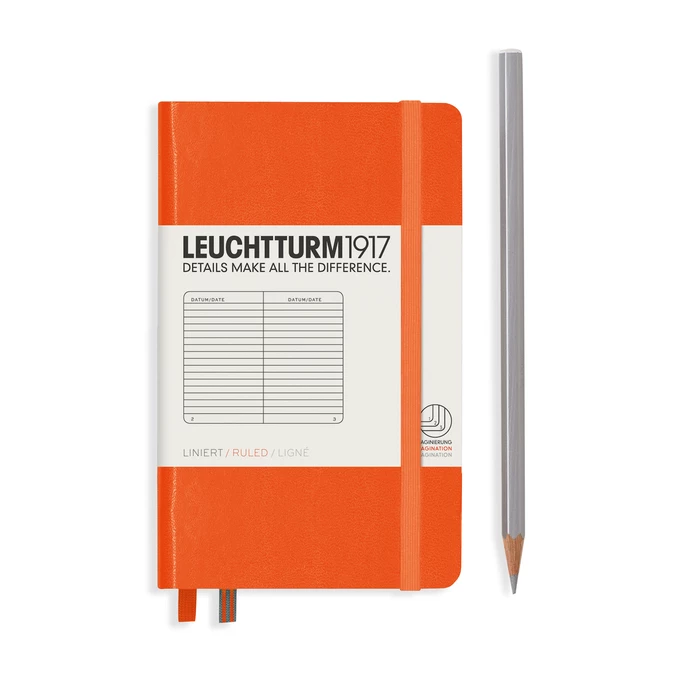 NOTATNIK LEUCHTTURM1917 POCKET (A6), TWARDA OPRAWA, POMARAŃCZOWY - Liniatura: w linię