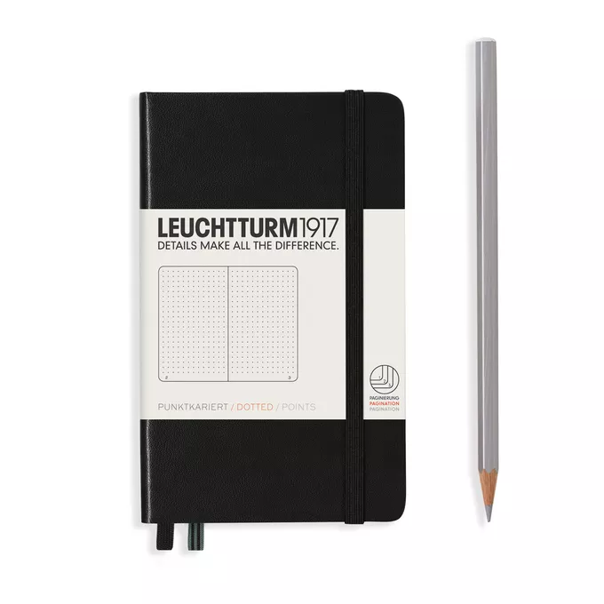 NOTATNIK LEUCHTTURM1917 POCKET (A6), TWARDA OPRAWA, CZARNY - Liniatura: w kropki