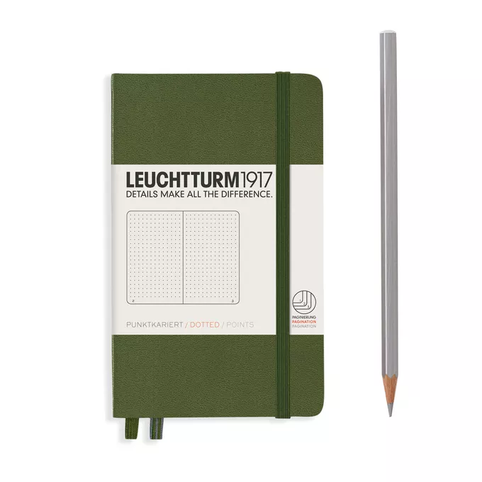 NOTATNIK LEUCHTTURM1917 POCKET (A6), TWARDA OPRAWA, CIEMNOZIELONY - Liniatura: w kropki