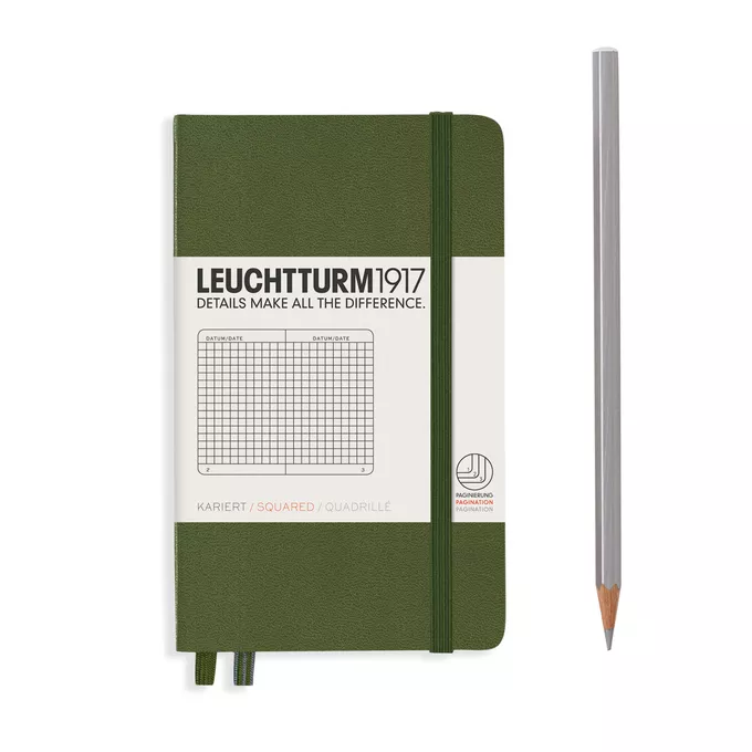 NOTATNIK LEUCHTTURM1917 POCKET (A6), TWARDA OPRAWA, CIEMNOZIELONY - Liniatura: w kratkę