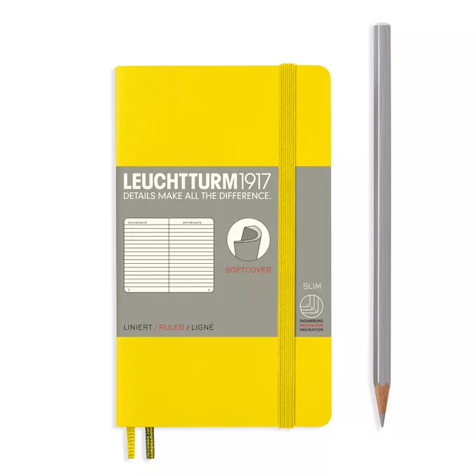 NOTATNIK LEUCHTTURM1917 POCKET (A6), MIĘKKA OPRAWA, CYTRYNOWY - Liniatura: w linię