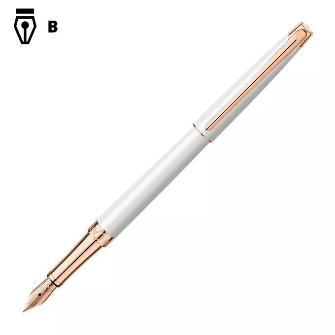 Pióro wieczne Leman Slim White Rose Gold Caran d'Ache - Stalówka: B - gruba