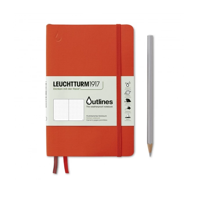 NOTATNIK WODOODPORNY LEUCHTTURM1917 OUTLINES 150 G PAPERBACK (B6+), SIGNAL ORANGE