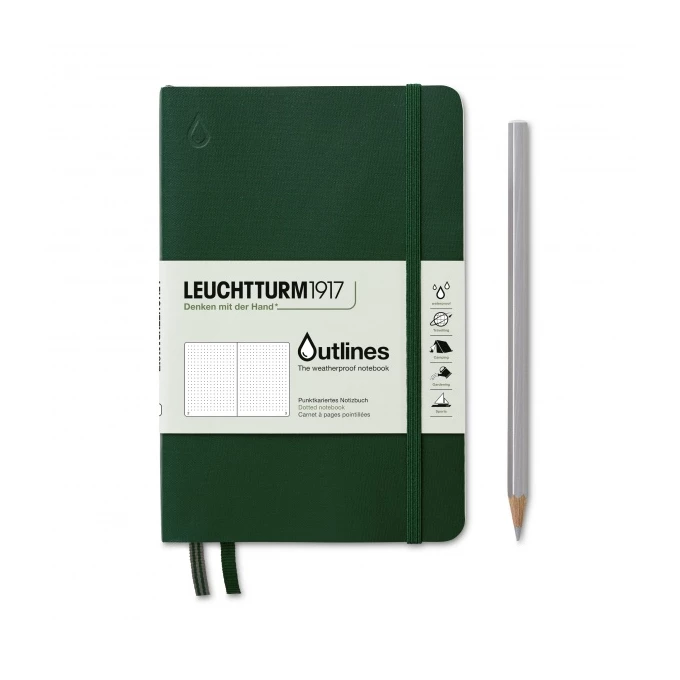 NOTATNIK WODOODPORNY LEUCHTTURM1917 OUTLINES 150 G PAPERBACK (B6+), WALDEN GREEN