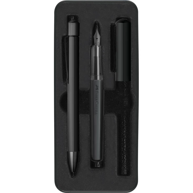 ZESTAW PREZENTOWY HEXO PIÓRO WIECZNE M + DŁUGOPIS BLACK MAT OP. METALOWE FABER-CASTELL