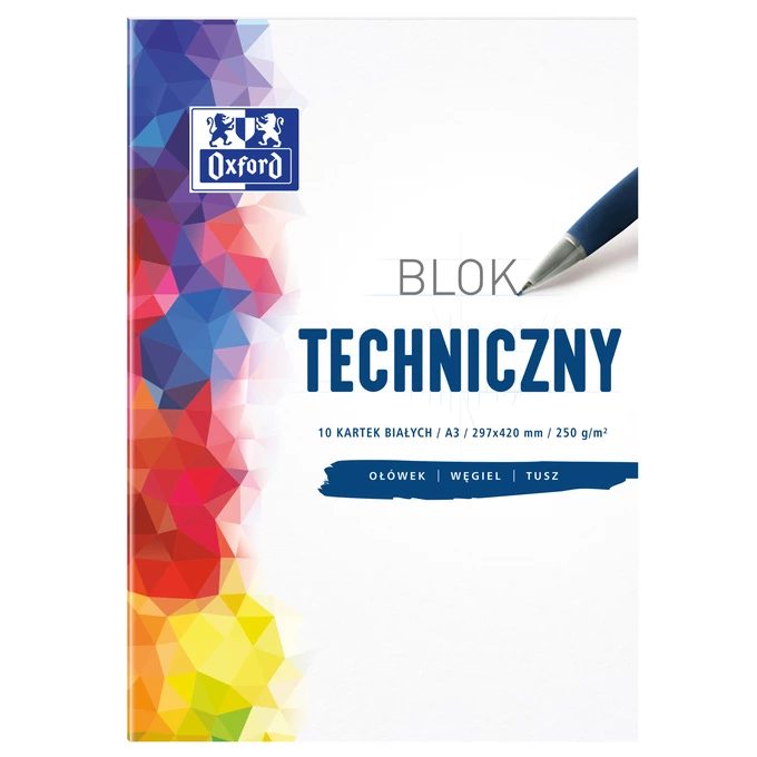 BLOK TECHNICZNY OXFORD A3, 10 KARTEK, BIAŁY