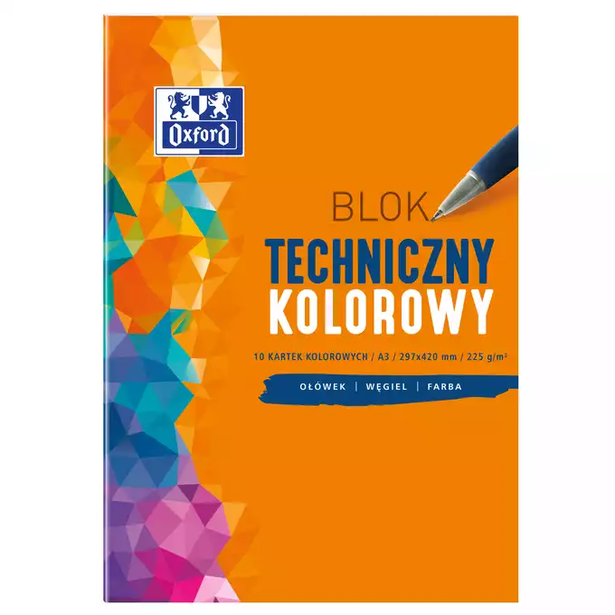 BLOK TECHNICZNY OXFORD A3, 10 KARTEK, KOLOROWY