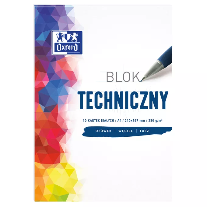 BLOK TECHNICZNY OXFORD A4, 10 KARTEK, BIAŁY