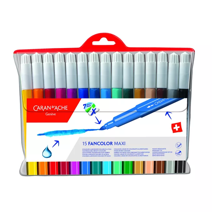 Flamastry Caran d’Ache Fancolor Maxi, 15 kolorów