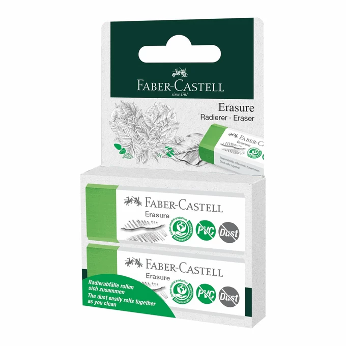 Gumka Erasure Dust-Free Eco Faber-Castell, 2 sztuki na blistrze