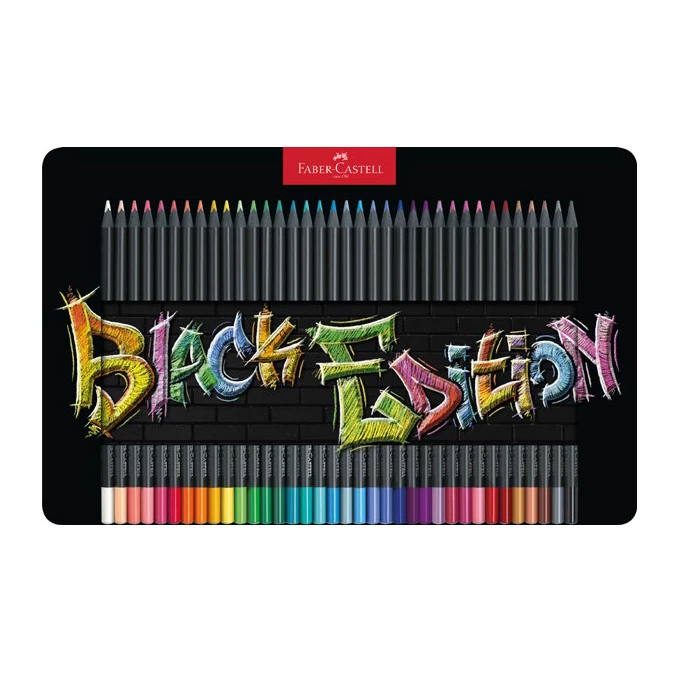 KREDKI BLACK EDITION FABER-CASTELL, 36 KOLORÓW W METALOWYM OPAKOWANIU