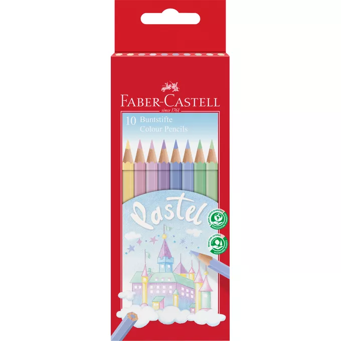 KREDKI ZAMEK FABER-CASTELL, 10 KOLORÓW PASTELOWYCH