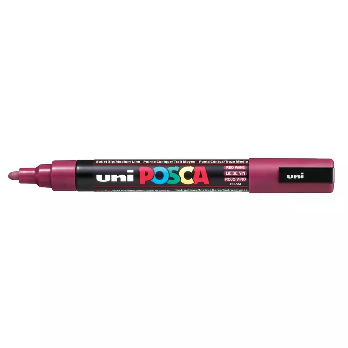 Marker uni POSCA PC-5M z okrągłą średnią końcówką, ciemnoczerwony