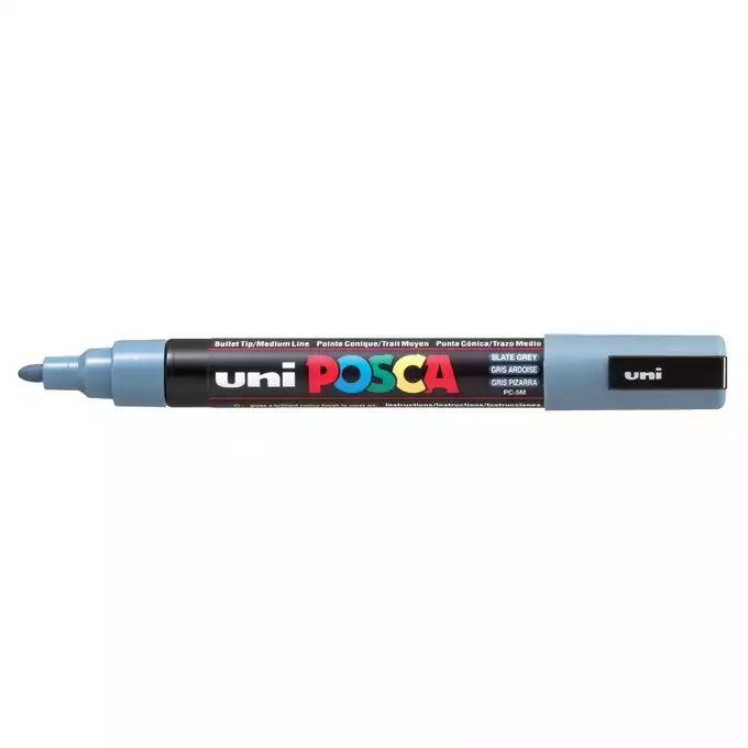 Marker uni POSCA PC-5M z okrągłą średnią końcówką, ciemnoszary