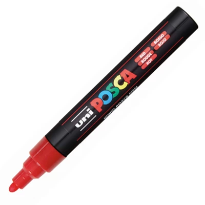 Marker uni POSCA PC-5M z okrągłą, średnią końcówką, czerwony