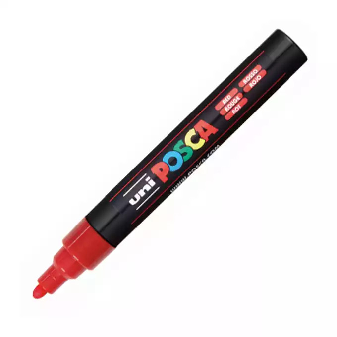 Marker uni POSCA PC-5M z okrągłą, średnią końcówką, czerwony