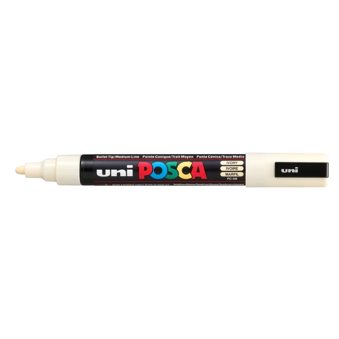 Marker uni POSCA PC-5M z okrągłą średnią końcówką, kość słoniowa