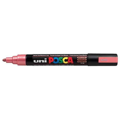 Marker uni POSCA PC-5M z okrągłą średnią końcówką, metaliczny czerwony