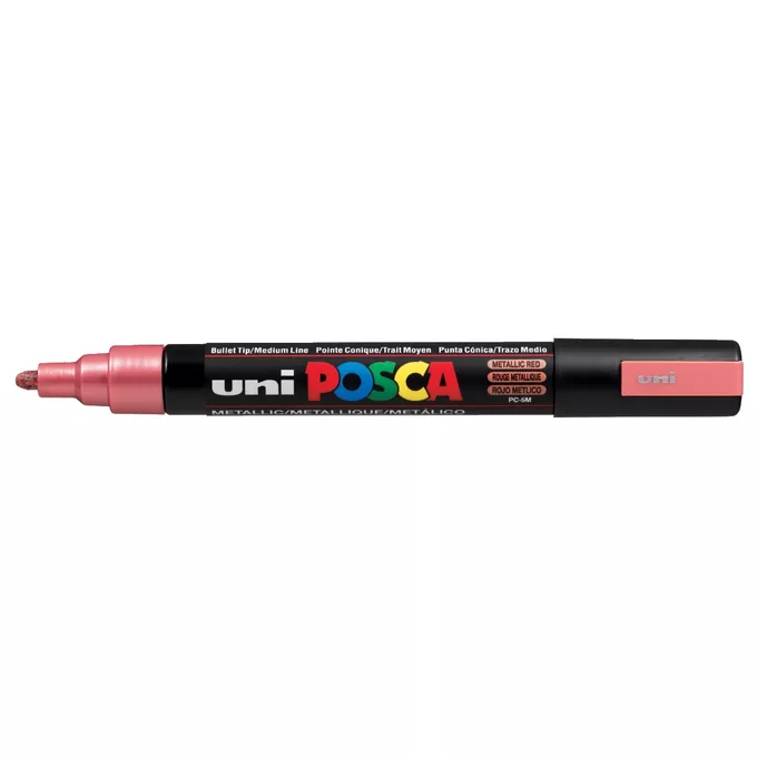 Marker uni POSCA PC-5M z okrągłą średnią końcówką, metaliczny czerwony