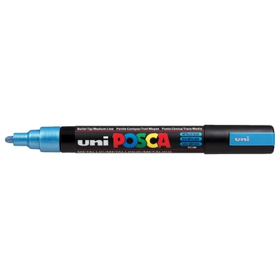 Marker uni POSCA PC-5M z okrągłą średnią końcówką, metaliczny niebieski