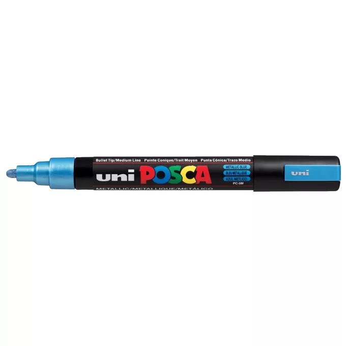 Marker uni POSCA PC-5M z okrągłą średnią końcówką, metaliczny niebieski