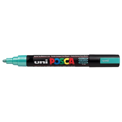 Marker uni POSCA PC-5M z okrągłą średnią końcówką, metaliczny zielony