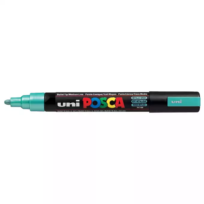 Marker uni POSCA PC-5M z okrągłą średnią końcówką, metaliczny zielony