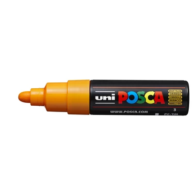 Marker uni POSCA PC-7M z okrągłą, grubą końcówką, ciemnożółty