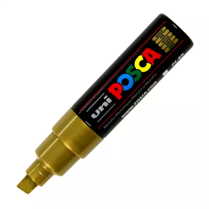 Marker uni POSCA PC-8K z szeroką, ściętą końcówką, złoty