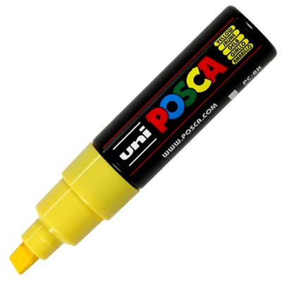 Marker uni POSCA PC-8K z szeroką, ściętą końcówką, żółty