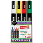 Markery uni POSCA PC-5M z okrągłą średnią końcówką, 4 kolory w etui