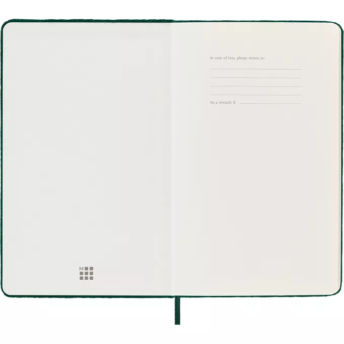 Notatnik Moleskine Large 13 × 21 cm, edycja limitowana Velvet, 176 stron w linie, zielony