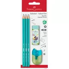 OŁÓWKI FABER-CASTELL 1111 HB, KOLOROWE, 3 SZTUKI + GUMKA I TEMPERÓWKA