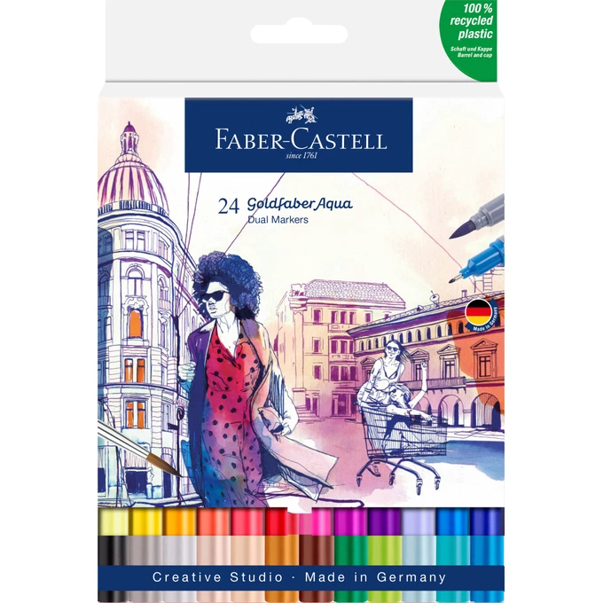 PISAKI AKWARELOWE FABER-CASTELL GOLDFABER AQUA, 24 KOLORY