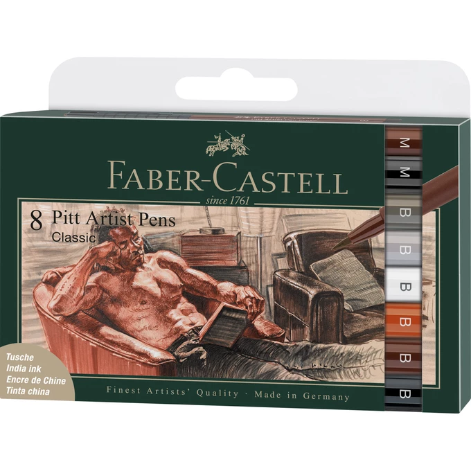 PISAKI PITT ARTIST PEN FABER-CASTELL, 8 KOLORÓW KLASYCZNCH