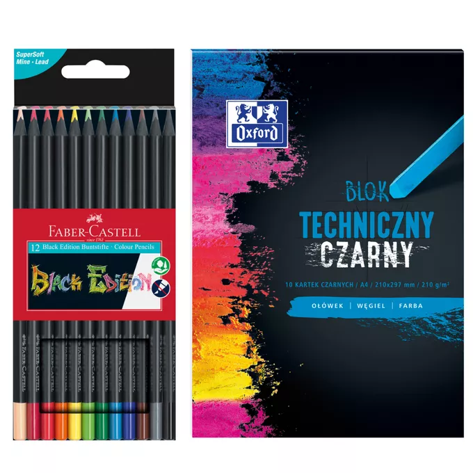 [Zestaw] KREDKI OŁÓWKOWE BLACK EDITION FABER-CASTELL, 12 KOLORÓW