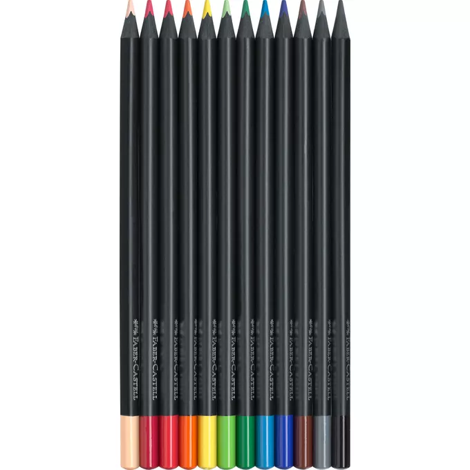 [Zestaw] KREDKI OŁÓWKOWE BLACK EDITION FABER-CASTELL, 12 KOLORÓW