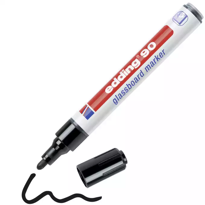 MARKER DO TABLIC SZKLANYCH E-90 EDDING, 2-3MM, CZARNY