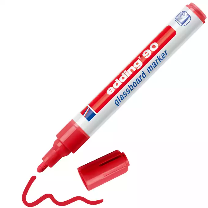 MARKER DO TABLIC SZKLANYCH E-90 EDDING, 2-3MM, CZERWONY