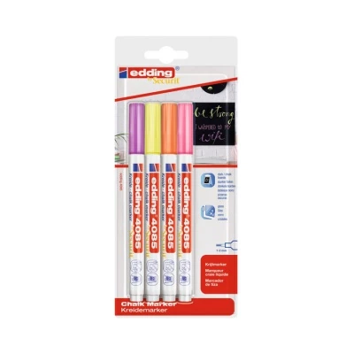 MARKER KREDOWY E-4085 EDDING, 1-2 MM, 4 SZT., NEONOWE