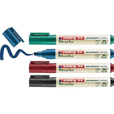 MARKER PERMANENTNY E-22/4 S EDDING ECOLINE, 1-5MM, 4 SZT.