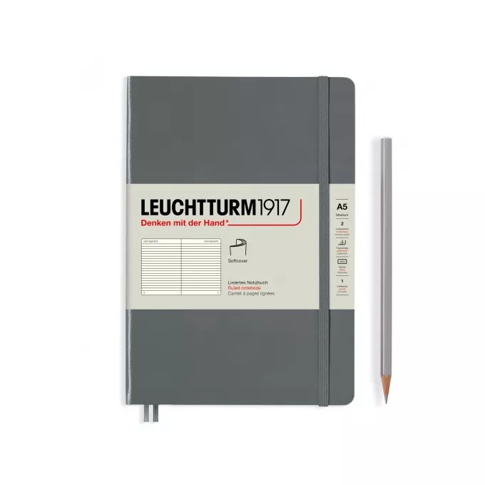 NOTATNIK LEUCHTTURM1917 MEDIUM (A5) MIĘKKA OPRAWA, ANTRACYTOWY