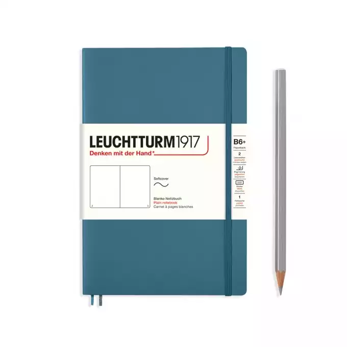 NOTATNIK LEUCHTTURM1917 PAPERBACK B6+, MIĘKKA OPRAWA, STONE BLUE